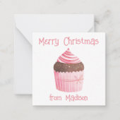 水の色のカップケーキクリスマスプレゼント囲いカード ノートカード (正面)