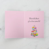 水の色のカップケーキドイツの誕生日カード カード (内部)