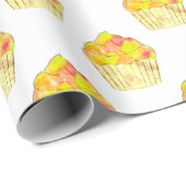 水の色のカップケ絵画ーキの白 ラッピングペーパー (ロールコーナー)