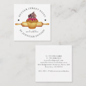 水の色のカップケ転がーキズピンベイカーパティシシェフS スクエア名刺 (正面/裏面)