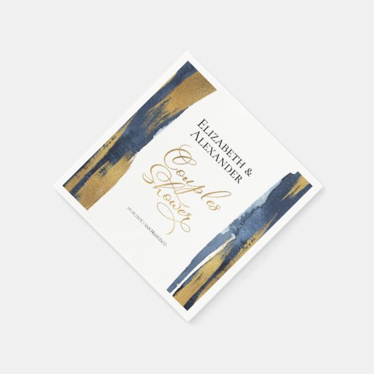 水の色のカップルのシャワーナプキン |青い抽象芸術 スタンダードカクテルナプキン (角)