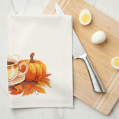 水の色のカボチャとコーヒー キッチンタオル (四つ折り)