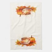 水の色のカボチャとコーヒー キッチンタオル (縦)