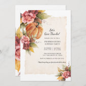 水の色のカボチャの友情感謝祭 招待状 (正面/裏面)