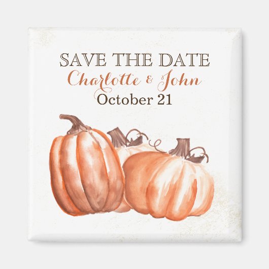 水の色のカボチャの収穫結婚式を保存する日付 マグネット (正面)