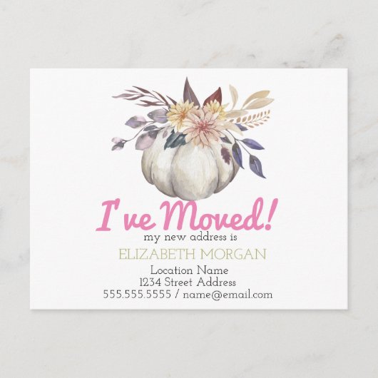 水の色のカボチャの新しいアドレスを移動 案内ポストカード (正面)