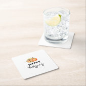 水の色のカボチャ感謝 スクエアペーパーコースター (インサイチュ)