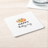 水の色のカボチャ感謝 スクエアペーパーコースター (アングル)