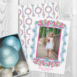 水の色のカラフルクリスマスのティンセルBables写真 シーズンカード