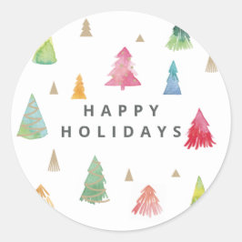水の色のカラフルクリスマスツリーのシール ラウンドシール