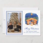 水の色のカラフルクリスマス出生写真 シーズンカード (正面)