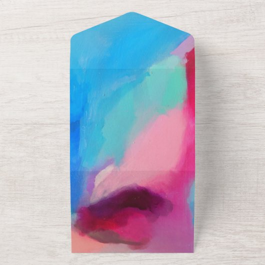 水の色のカラフルシックオールインワンウェディング招待 オールインワン招待状 (外側)