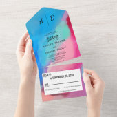 水の色のカラフルシックオールインワンウェディング招待 オールインワン招待状 (貼ってはがせる)