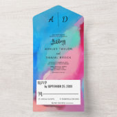 水の色のカラフルシックオールインワンウェディング招待 オールインワン招待状 (内側)