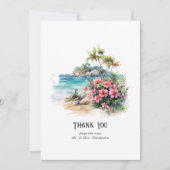 水の色のカリブの目的地の結婚式 サンキューカード (正面)