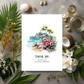 水の色のカリブの目的地の結婚式 サンキューカード