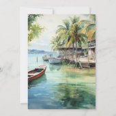 水の色のカリブの目的地の結婚式 招待状 (裏面)