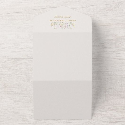 水の色のガチョウ鴨の野生の花の赤ちゃんシャワー オールインワン招待状 (外側)