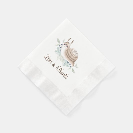 水の色のガーデンカタツムリシナモンバンナプキン 縁ありカクテルナプキン (角)