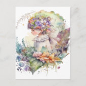 水の色のガーデンガール – リトルフェアリー ポストカード (正面)