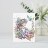 水の色のガーデンガール – 蝶 ポストカード (スタンド正面)