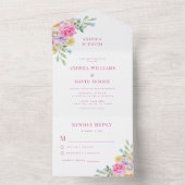 水の色のガーデンティーパーティーフローラ結婚の花 オールインワン招待状 (内側)