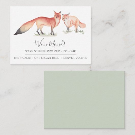 水の色のキツネ新しいホームムービングアナウンス エンクロージャーカード (正面/裏面)