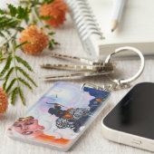 水の色のキューピッド乗馬キャットマザー女神ドリームA キーホルダー (正面右)