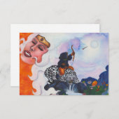 水の色のキューピッド乗馬キャットマザー女神ドリームA サンキューカード (正面/裏面)