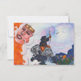 水の色のキューピッド乗馬キャットマザー女神ドリームA サンキューカード