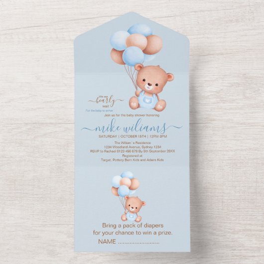 水の色のクマを一回試してみると良い オールインワン招待状 (内側)