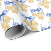 水の色のクリスマスま結婚たはベルと弓 ラッピングペーパー (ロールコーナー)