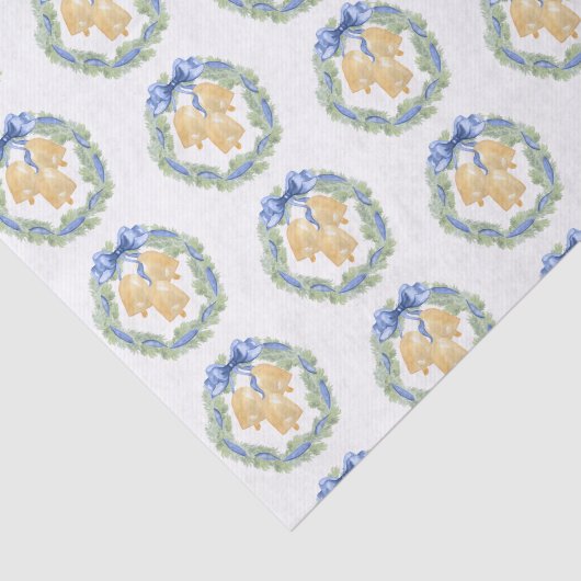 水の色のクリスマスま結婚たはベルと弓 薄葉紙 (詳細)