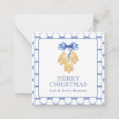水の色のクリスマスま結婚たはベルのエンクロージャ ノートカード (正面)