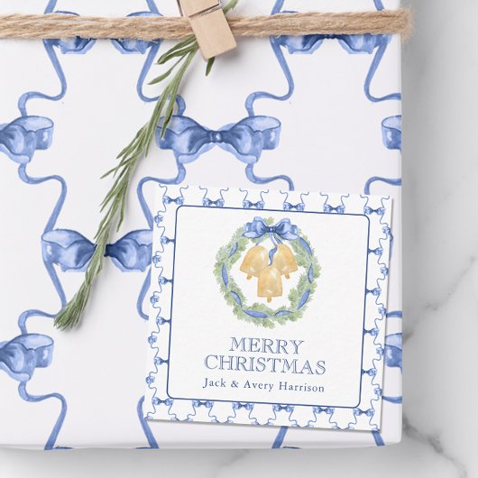 水の色のクリスマスま結婚たはベルのエンクロージャ ノートカード