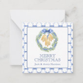 水の色のクリスマスま結婚たはベルのエンクロージャ ノートカード (正面)