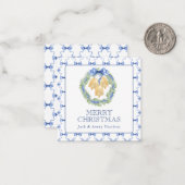 水の色のクリスマスま結婚たはベルのエンクロージャ ノートカード (正面/裏面インサイチュ)