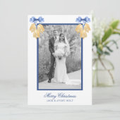 水の色のクリスマスま結婚たはベルの写真 シーズンカード (スタンド正面)