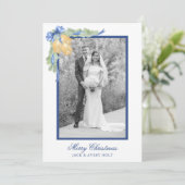 水の色のクリスマスま結婚たはベルの写真 シーズンカード (スタンド正面)