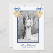 水の色のクリスマスま結婚たはベルの写真 シーズンカード (正面)