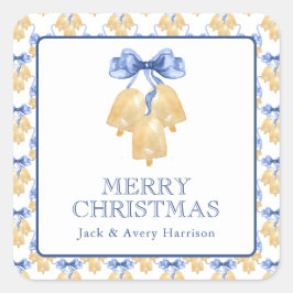水の色のクリスマスま結婚たはベル スクエアシール
