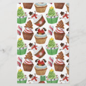 水の色のクリスマスカップケーキパーソナライズされた 便箋 (裏面)