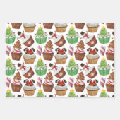 水の色のクリスマスカップケーキ ラッピングペーパーシート (正面)