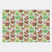 水の色のクリスマスカップケーキ ラッピングペーパーシート (正面)