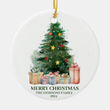 水の色のクリスマスツリーとギフト