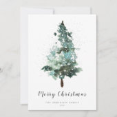 水の色のクリスマスツリーと輝き シーズンカード (正面)