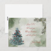水の色のクリスマスツリーのカスタマイズ可能 シーズンカード (正面/裏面)
