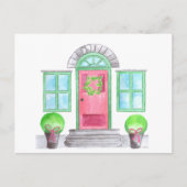 水の色のクリスマスホーム ポストカード (正面)