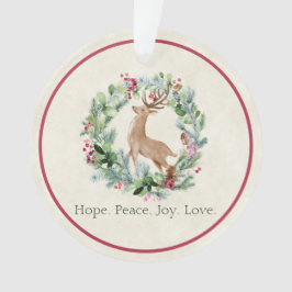 水の色のクリスマスリースと鹿カスタムの オーナメント