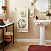 水の色のクリスマスリースと鹿カスタムの バスタオルセット